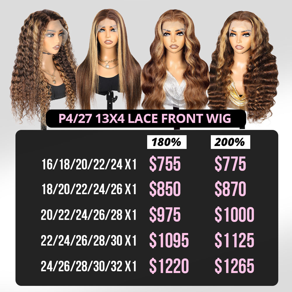 Wholesale | Hairsmarket P4/27 Highlight Wig 13x4 HD Lace Front Wigs 5PCS Free Shipping