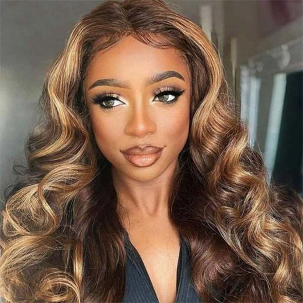 Honey Blonde Highlight Bundles Brazilian Body Wave Human Hair 3 Bundles P4/27 Color