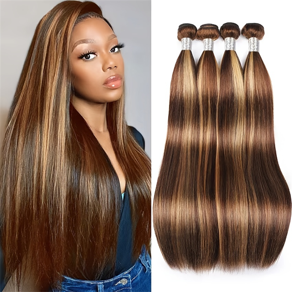 Honey Blonde Highlight Bundles Brazilian Straight Human Hair Weave Piano Hair 3 Bundles