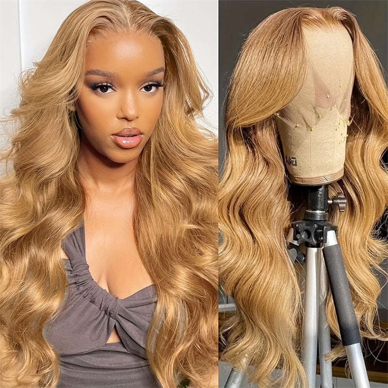 Pre-Plucked Wear Go Glueless Wigs Honey Blonde Body Wave 13x4 Lace Front Wig HD Transparent Human Hair Wigs Beginner Friendly