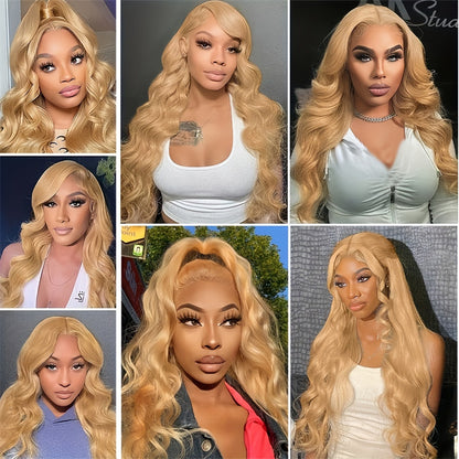 Pre-Plucked Wear Go Glueless Wigs Honey Blonde Body Wave 13x4 Lace Front Wig HD Transparent Human Hair Wigs Beginner Friendly