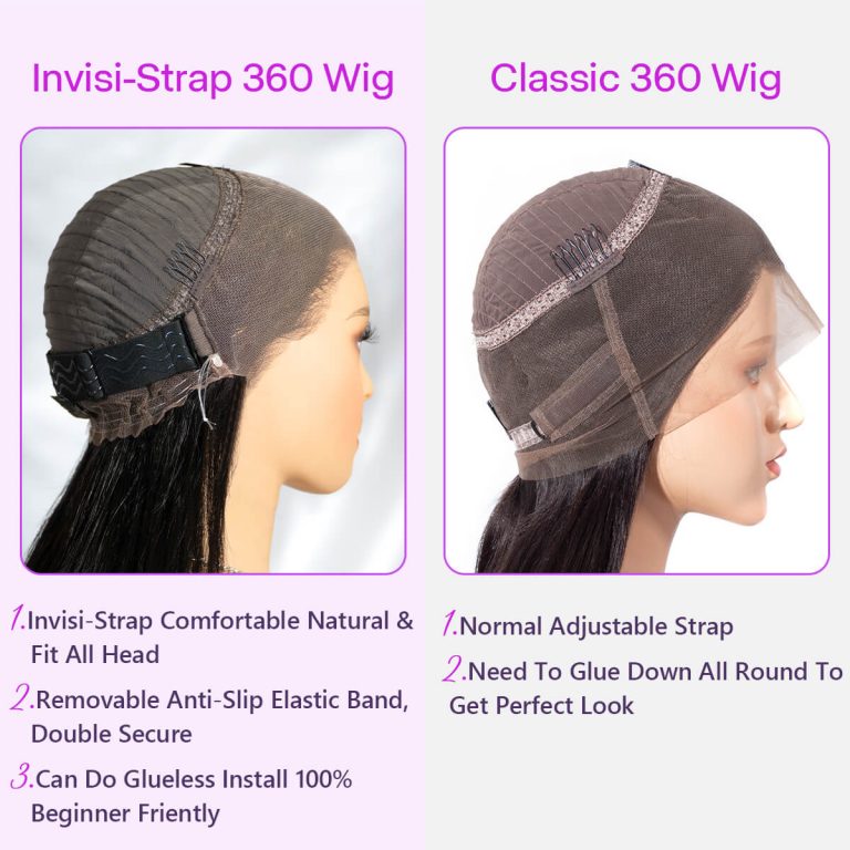 Hairsmarket Water Wave Invisi Strap Snug Fit for 360 Skin Lace Frontal Pre-cut &amp; Pre-bleached Human Hair Wig