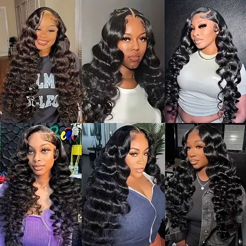 Hairsmarket Loose Deep Wave Put On and Go Glueless Lace Wigs 7x6 Bye Bye Knots Pre Cut Human Hair Wig