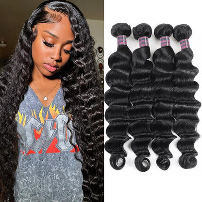 Ishow Virgin Loose Deep Wave Human Hair 4 Bundles 100% Malaysian Hair