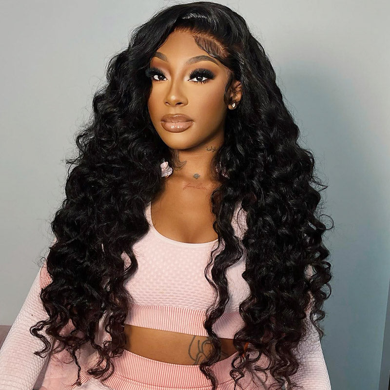 Pre Plucked Real HD Lace Frontal Wig 13x6 Loose Deep Wear &amp; Go Glueless Wigs 180%