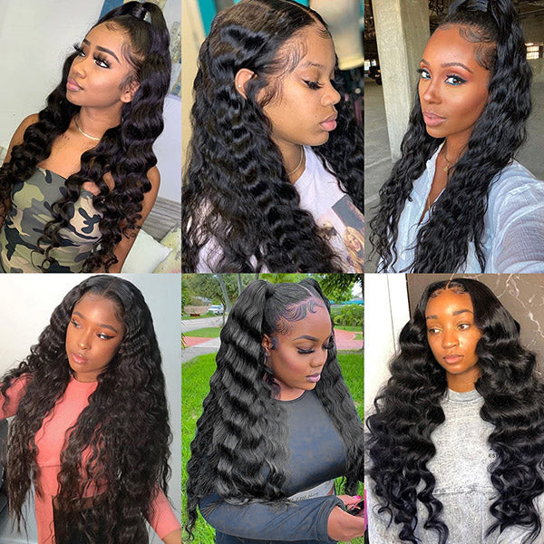 Wear Go Wigs Loose Deep Wave 13x4 Lace Front Wig Pre Plucked Glueless Human Hair Wigs