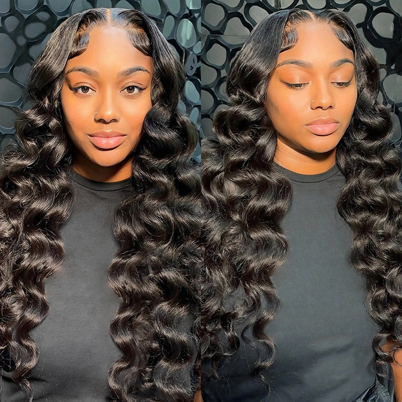 Pre Plucked Real HD Lace Frontal Wig 13x6 Loose Deep Wear &amp; Go Glueless Wigs 180%