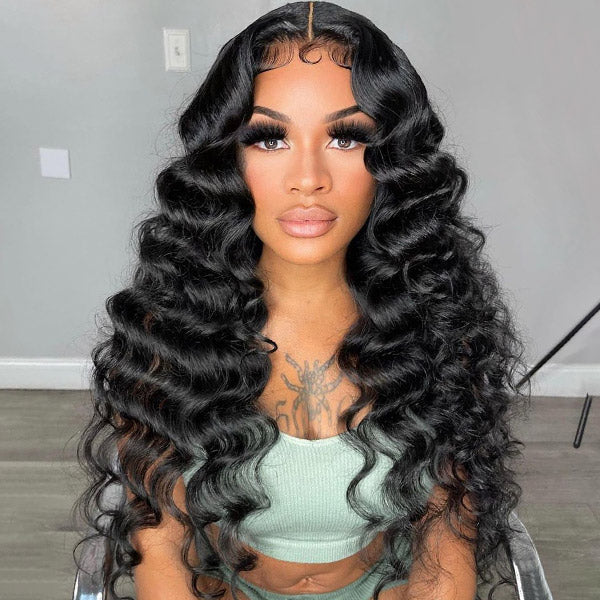 Loose Deep Wave Bundles with Closure Peruvian Hair 3 Bundles with 4x4 Lace Closure