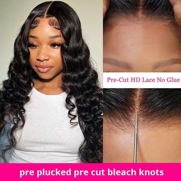 Loose Deep Wave 13x4 Lace Front Wig Pre Plucked Glueless Human Hair Wigs