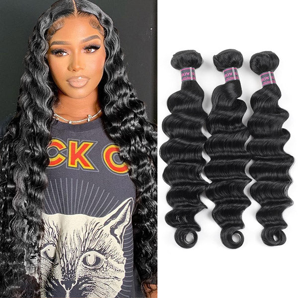 Loose Deep Wave Bundles Ishow Indian Human Hair Weave 3 Bundles