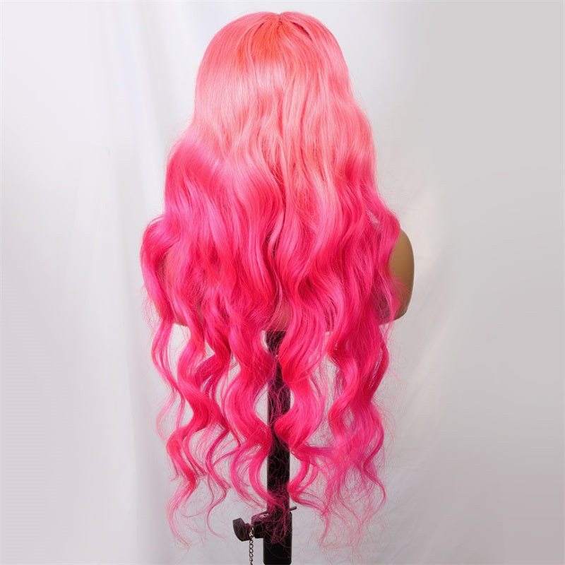 Barbie Pink Body Wave Lace Front Wig Ombre Rose Pink Pre Plucked Glueless Wigs