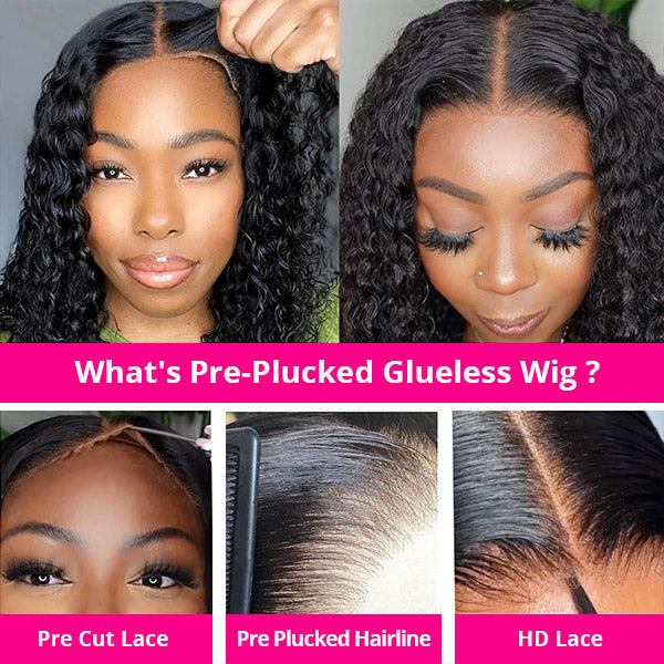 Wear And Go Glueless Wigs Pre Plucked No Glue 13x6 HD Kinky Curly Lace Front Wigs