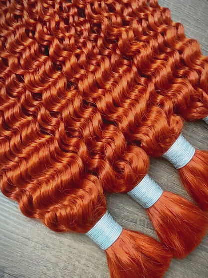 Hairsmarket Ginger Human Braiding Hair Orange Ginger Deep Wave Bulk Human Hair For Braiding Colorful Human Hair Extensions