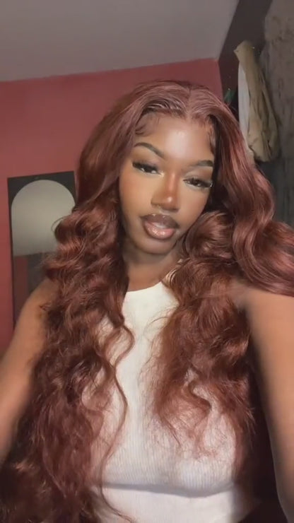 13x4 HD Lace Front Wigs Reddish Brown Wig Ready To Wear Wig Glueless Body Wave Human Hair Wigs