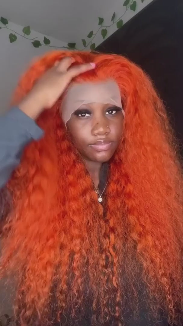 Ginger Orange Wig Curly Human Hair Lace Front Wig Transparent HD Lace Wigs Glueless 13x4 Frontal Wigs