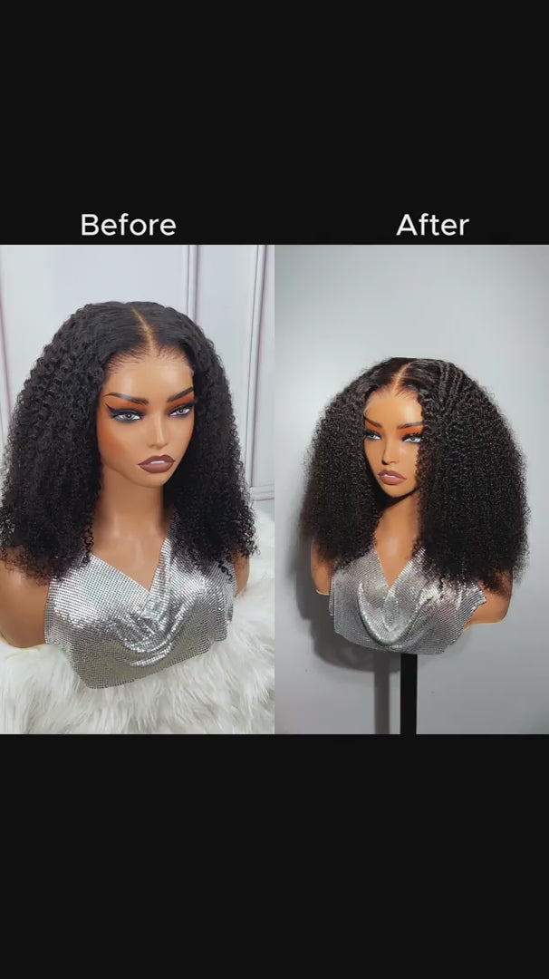 Hairsmarket Kinky Curly Glueless Wigs 13x4 Lace Front Wigs Bleached Knots 5x5 HD Lace Closure Wigs