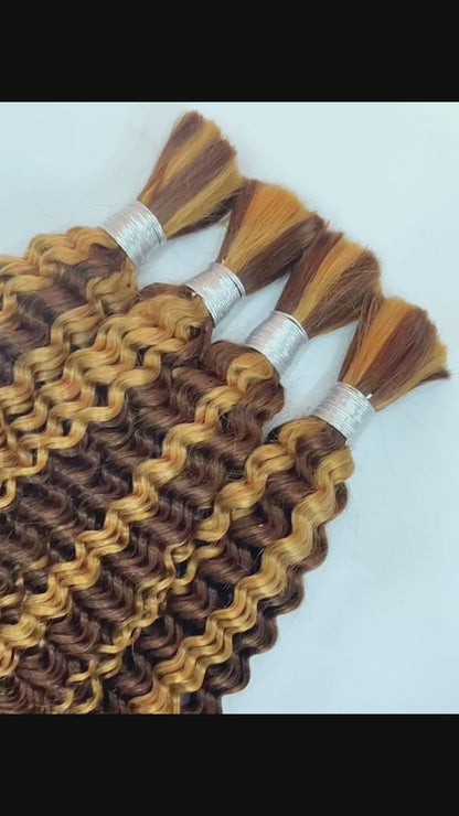 Hairsmarket Highlight P4/27 Deep Wave Bulk Human Hair For Braiding Bundles