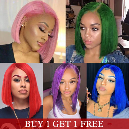 (Bogo Free)Hairsmarket Colored Bob Wigs 13x4 HD Lace Front Wig 613 Blonde/Pink/Highlight Color Short Bob Wigs