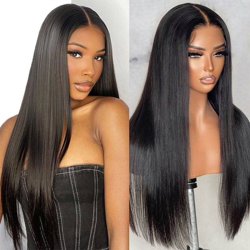 Double Drawn HD 13x4 Lace Front Wig Full End Straight Human Hair Wigs