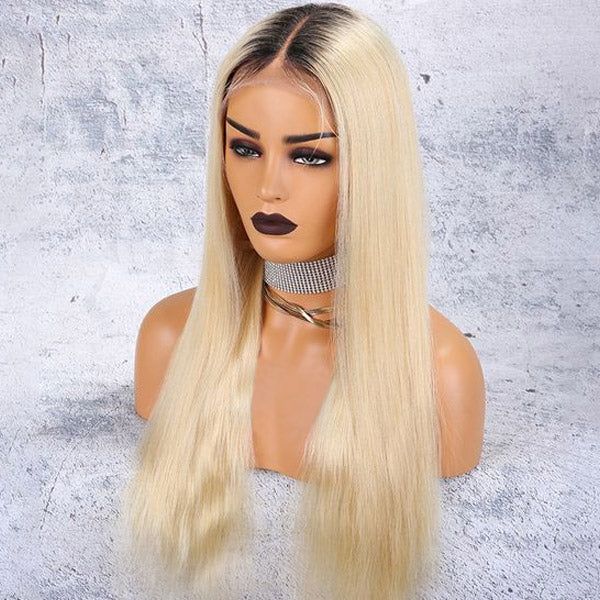 1B/613 Ombre Blonde Lace Front Wigs Straight Human Hair Lace Part Wigs