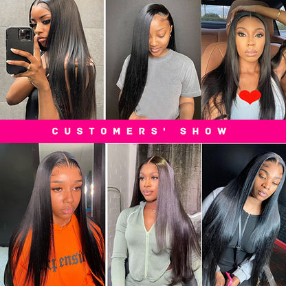 Straight Glueless Human Hair Wigs 4x4 HD Lace Closure Wigs With 3 Cap Sizes