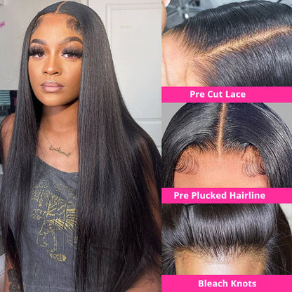 Straight Glueless Wigs 13x4 Lace Front Wig Pre Plucked 180% Transparent Lace Wigs