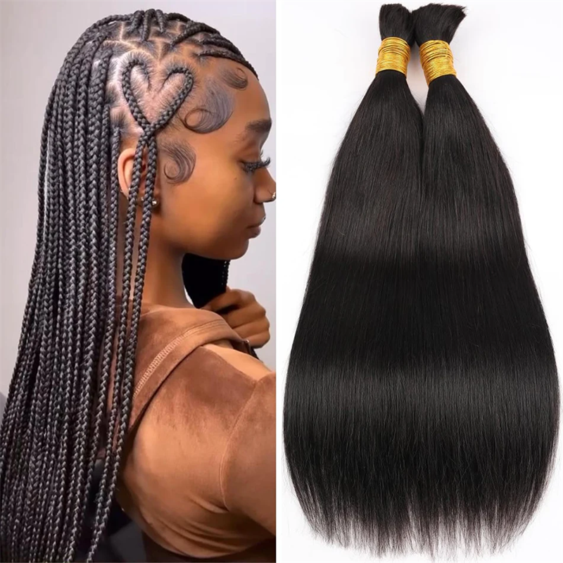 Hairsmarket Straight Human Braiding Hair 3/4 Bundles Bulk Human Hair Extensions For Braiding