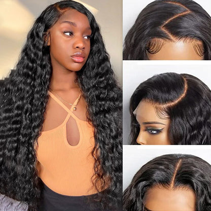 Hairsmarket HD Lace Glueless Water Wave 13x4 Lace Front Wigs Pre Plucked 100% Human Hair Wig