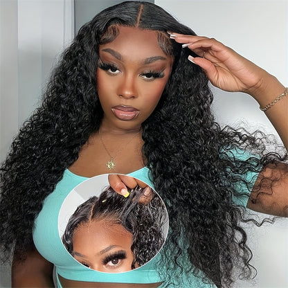 Wear Go Glueless Wigs Deep Wave Pre Cut Lace Human Hair Wigs HD Frontal Wigs Pre Plucked Hairline