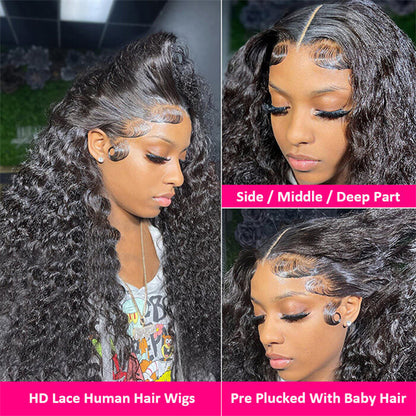 Brazilian Water Wave 13x4 Lace Front Human Hair Wig Pre Plucked Wet And Wavy Glueless Lace Frontal Wig