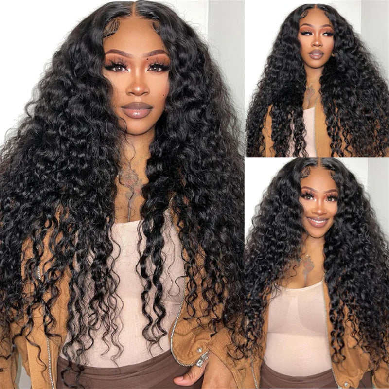 (Bogo Free)Hairsmarket Water Wave Glueless Wigs HD Transparent Lace Front Wigs Bleached Knots