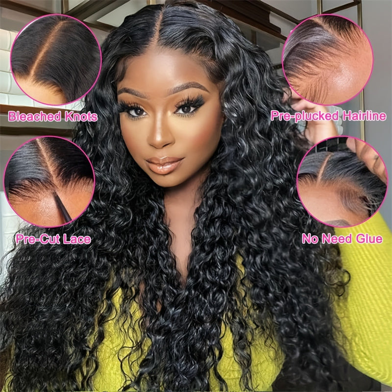 Body Wave Wear And Go Glueless Wigs Pre Cut 13x4 Lace Front Human Hair Wigs Deep Wave HD Lace Wigs Bleached Knots