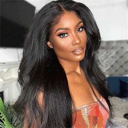 Double Drawn Kinky Straight Human Hair Wigs HD 13x4 Lace Front Wigs