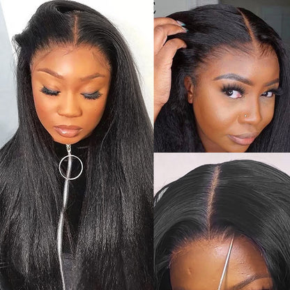 Kinky Straight Glueless Wigs 7x6 Lace Closure Wigs Bleacked Knots Wear Go Wigs Beginner Friendly