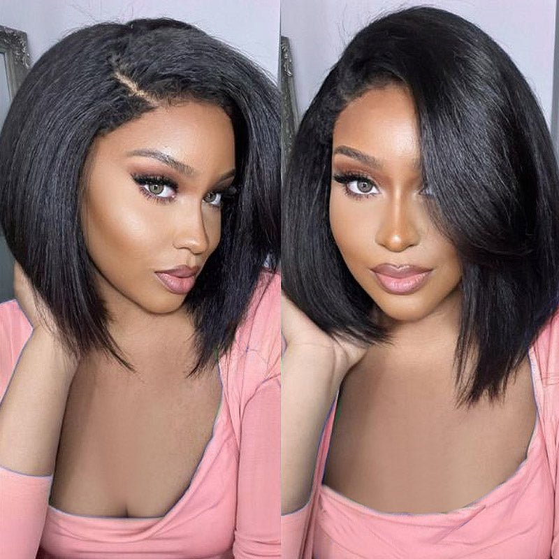 Hairsmarket Yaki Straight Bob Wigs 13x4 Lace Front Bob Wigs Human Hair 4x4 Lace Wigs