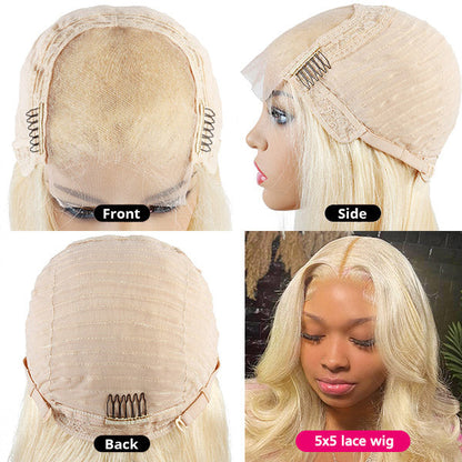 613 Blonde Body Wave 5x5 Lace Front Wig HD Glueless Human Hair Wigs