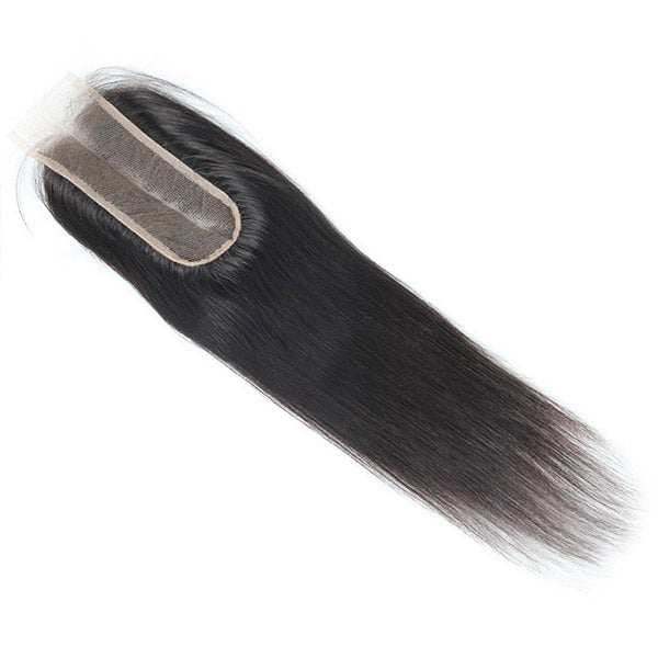 8A Quality Straight Human Hair 3 Bundles With 2*6 Lace Closure