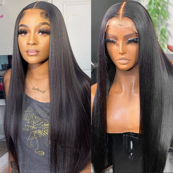 Hairsmarket 360 Invisi Strap Snug Straight Lace Frontal Wig 100% Human Hair Glueless WigDensity