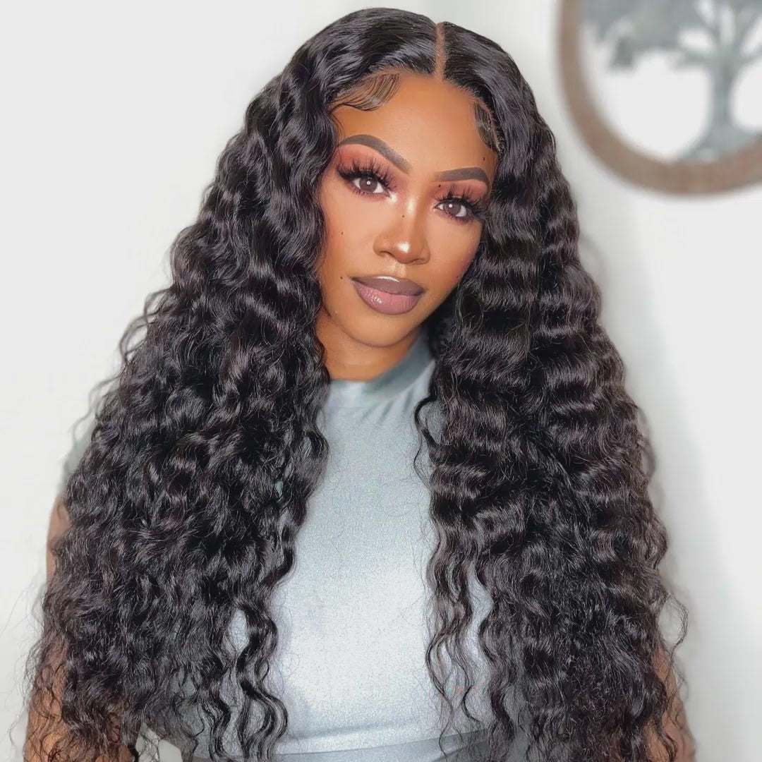 5x5 HD Glueless Lace Closure Wigs Water Wave Human Hair 30 Inch Long Wigs