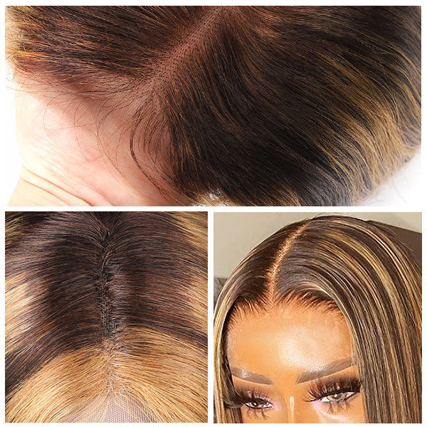 P4/27 Highlight Glueless Wigs Straight Hair 5x5 Lace Closure Wigs Pre Cut HD Lace Wig No Glue