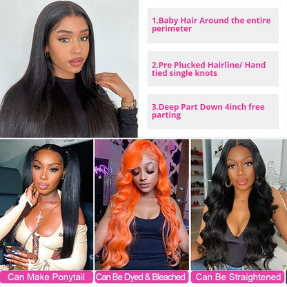 Straight Human Hair Wig 5x5 HD Lace Closure Wigs 20 inch Straight Wig