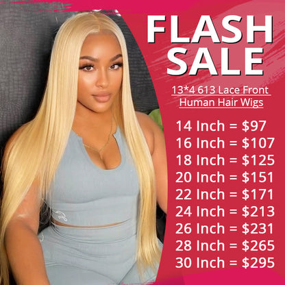 13*4 Blonde 13*4 Blonde 613 Lace Front Human Hair Wigs Flash Sale