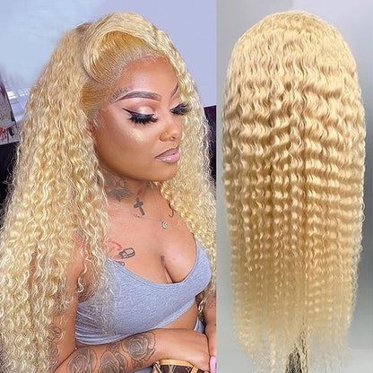 Honey Blonde Wig 613 Deep Wave Wig 13x4 Lace Front Wigs Pre Plucked