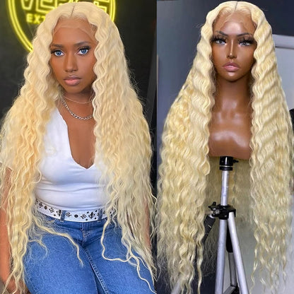 613 Honey Blonde Lace Front Human Hair Wigs 13*4 Loose Deep Wave Lace Front Wig 150% Density