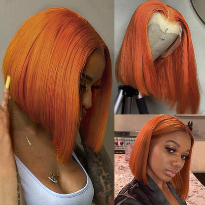 Ginger Bob Wig Straight Lace Front Wigs Affordable Human Hair Wigs 4x4 Closure Wigs