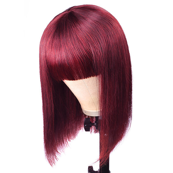 Short Bob Human Hair Wigs With Bang Machine Made Wigs For Black Women