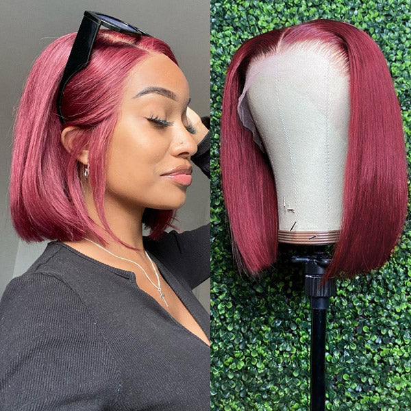 99J Burgundy Bob Lace Front Wigs Straight Hair 13x4 Short Bob Wigs