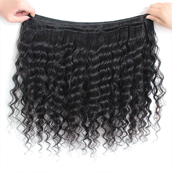 10A Brazilian Human Hair Deep Wave 3 Bundles With 4*4 Lace Closure