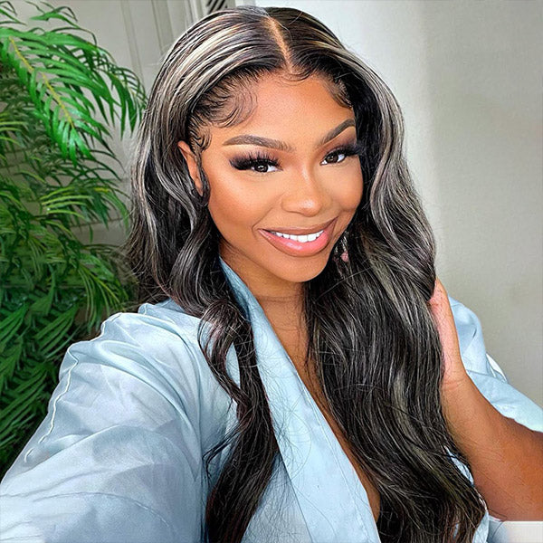 Highlight Grey Body Wave Wig 13x4 HD Lace Frontal Wig 36 Inch 180% Density