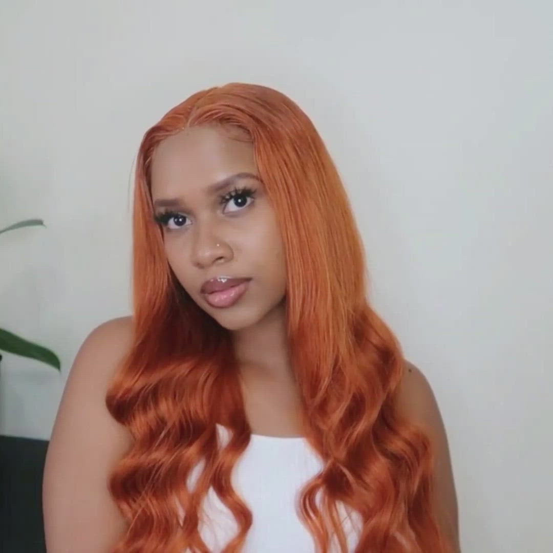 Ginger Orange Color Straight Human Hair Wig 13x4 Lace Front Wig HD Ginger Wigs